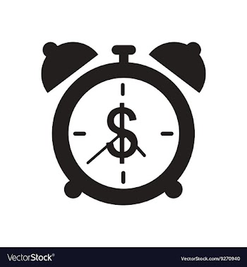 Flat icon in black and white alarm clock money vector image