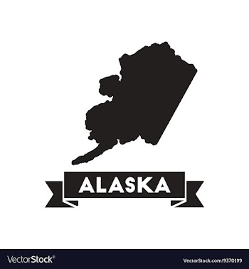 Flat icon in black and white Alaska map vector image