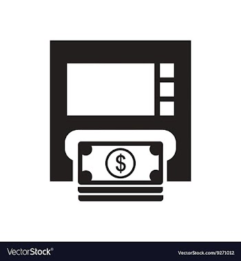 Flat icon in black and white ATM money vector image