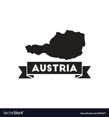 Flat icon in black and white Austria card vector image