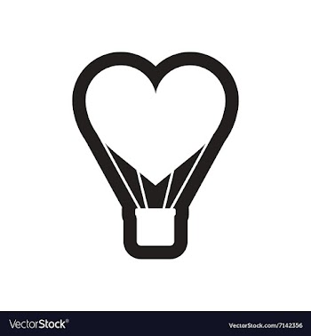 Flat icon in black and white balloon heart vector image
