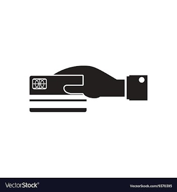 Flat icon in black and white bank card hand vector image
