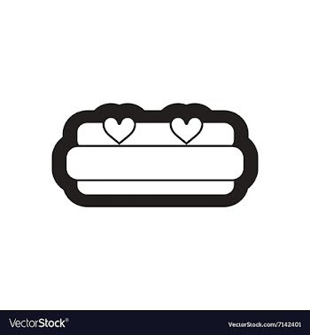 Flat icon in black and white bed heart vector image