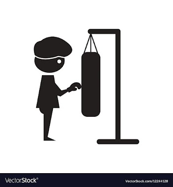Flat icon in black and white boxer vector image