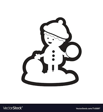 Flat icon in black and white boy snow vector image