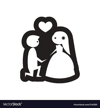 Flat icon in black and white bride and groom vector image