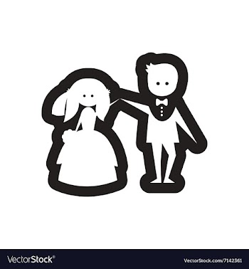 Flat icon in black and white bride and groom vector image