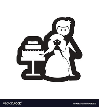 Flat icon in black and white bride and groom vector image
