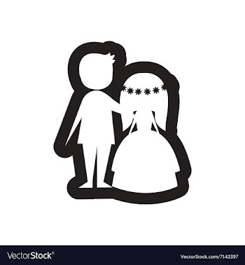 Flat icon in black and white bride and groom vector image