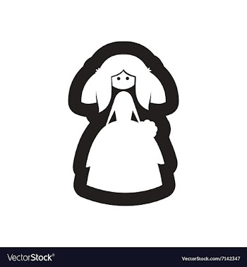 Flat icon in black and white bride vector image