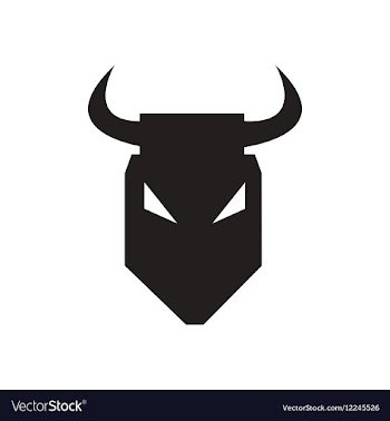 Flat icon in black and white bull vector image