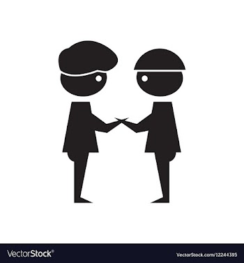 Flat icon in black and white business partners vector image