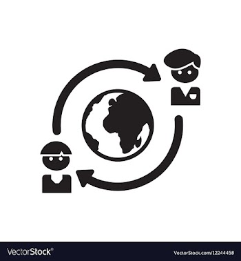 Flat icon in black and white business partners vector image
