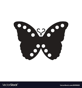 Flat icon in black and white butterfly vector image