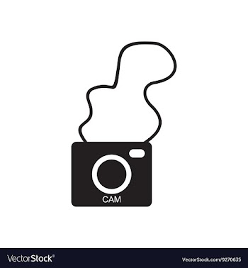 Flat icon in black and white camera vector image