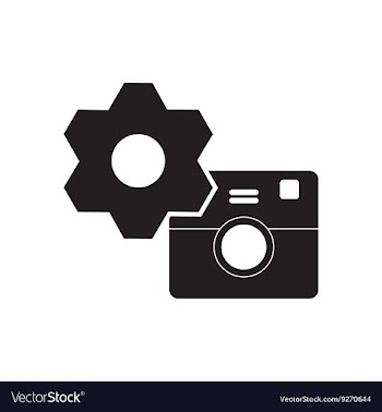 Flat icon in black and white camera vector image