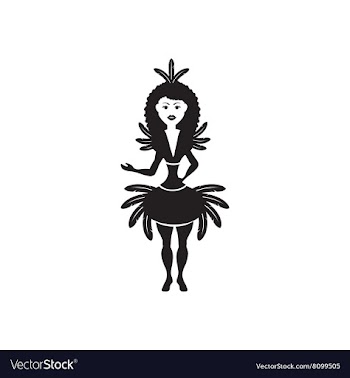 Flat icon in black and white carnival dancer vector image