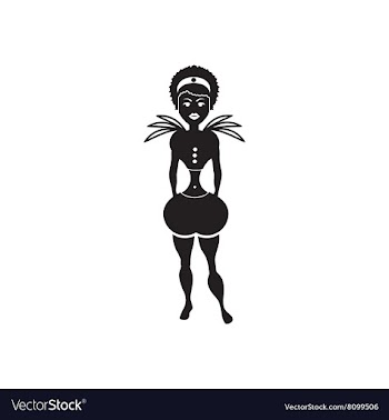 Flat icon in black and white carnival dancer vector image