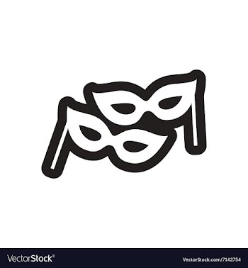 Flat icon in black and white carnival mask vector image