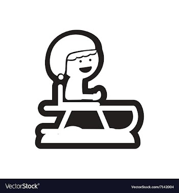 Flat icon in black and white child on sled vector image