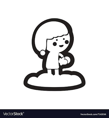 Flat icon in black and white child snowball vector image