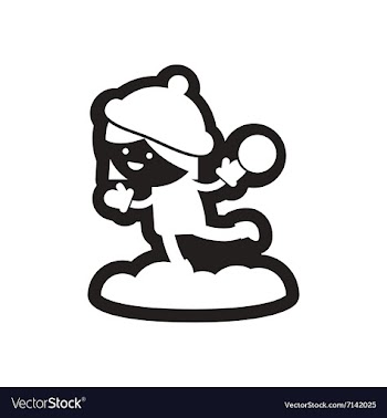 Flat icon in black and white child snowball vector image
