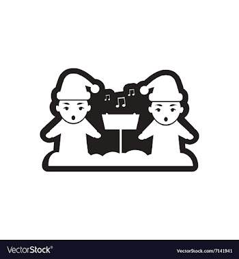 Flat icon in black and white children sing carols vector image