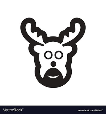 Flat icon in black and white Christmas deer vector image