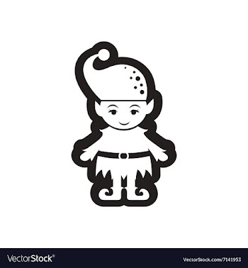 Flat icon in black and white Christmas elf vector image