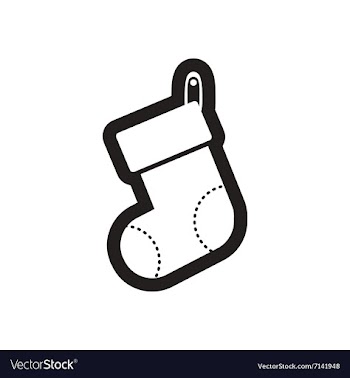 Flat icon in black and white Christmas sock vector image