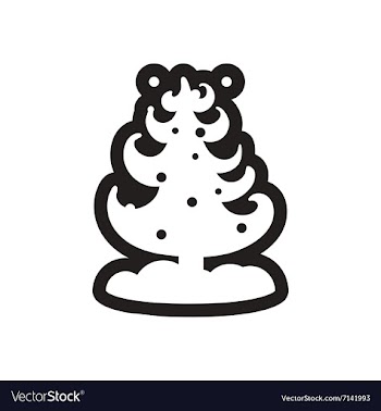Flat icon in black and white Christmas tree vector image