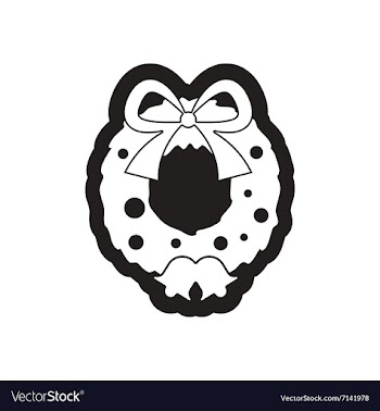 Flat icon in black and white Christmas wreath vector image
