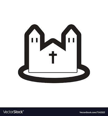 Flat icon in black and white church vector image