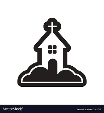Flat icon in black and white church vector image