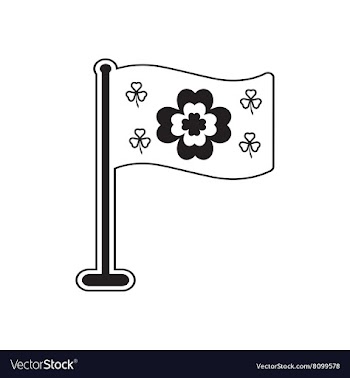 Flat icon in black and white clover flag vector image