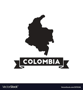 Flat icon in black and white Columbia map vector image