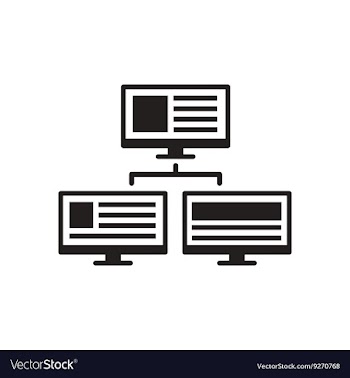 Flat icon in black and white computer network vector image