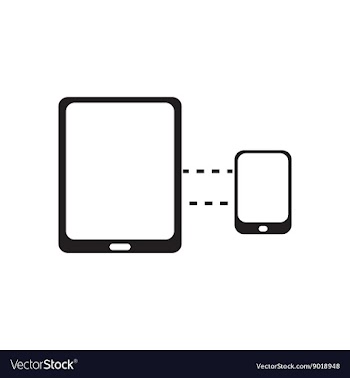 Flat icon in black and white connected tablet vector image