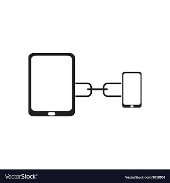 Flat icon in black and white connected tablet vector image