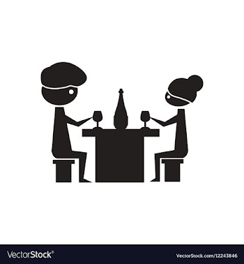 Flat icon in black and white couple dinner vector image