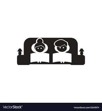 Flat icon in black and white couple on couch vector image