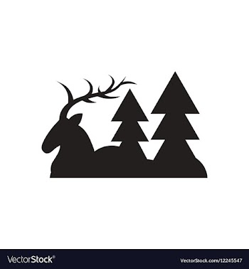 Flat icon in black and white deer forest vector image