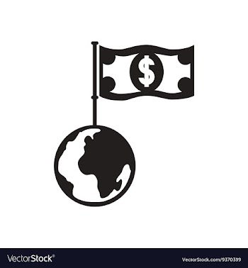 Flat icon in black and white dollar Earth vector image