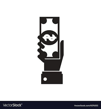 Flat icon in black and white dollar hand vector image
