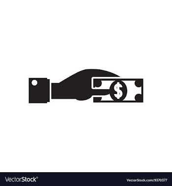Flat icon in black and white dollar hand vector image