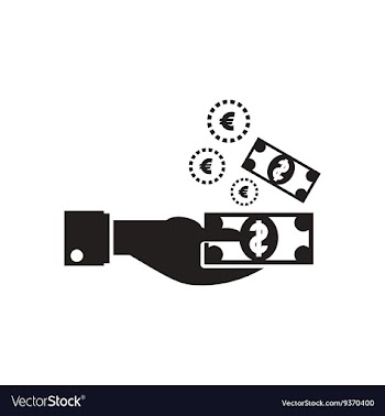Flat icon in black and white dollar hand vector image