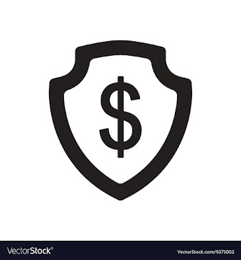 Flat icon in black and white dollar shield vector image