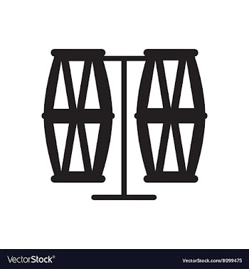 Flat icon in black and white drum vector image
