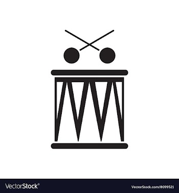 Flat icon in black and white drum vector image