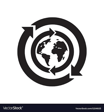 Flat icon in black and white Earth arrow vector image